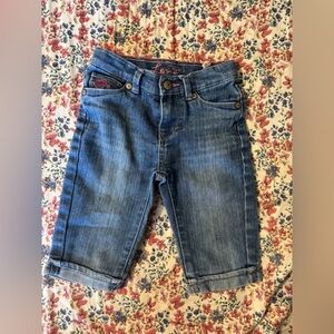 Vintage Y2K Levi’s Toddler Heart Design Denim Capri Siz 4 With Adjustable Waist